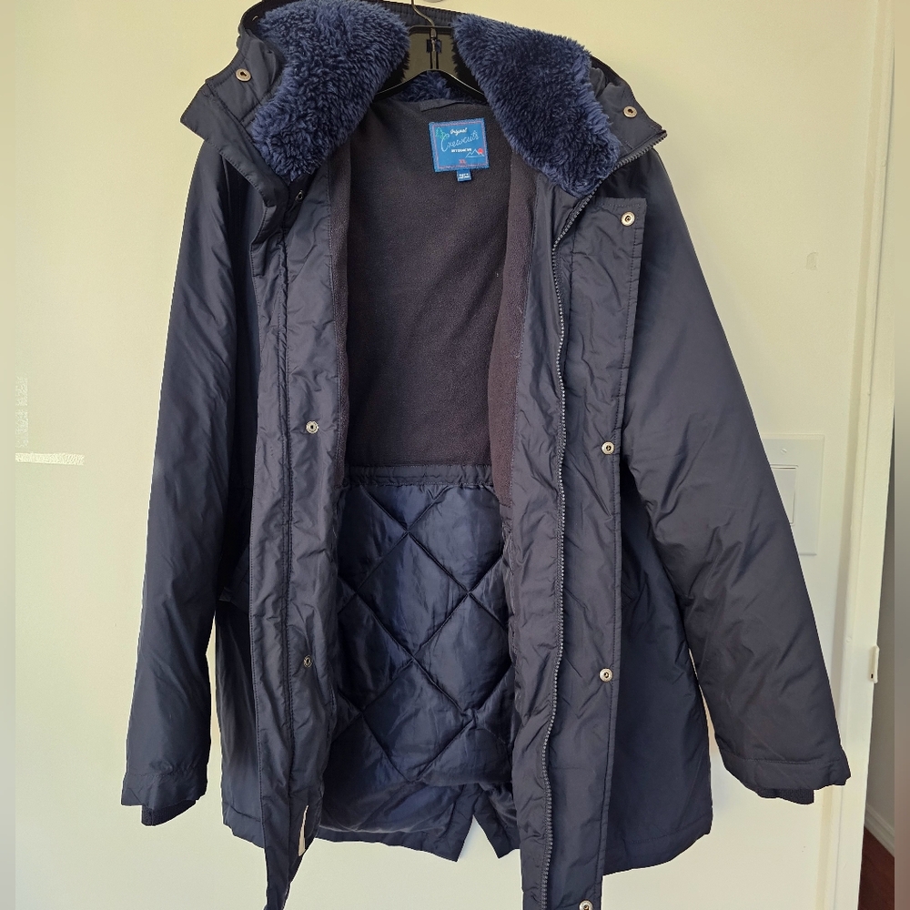 J.Crew Boys Winter Fishtail Parka Jacket size XL 12-14 Navy Blue Primaloft